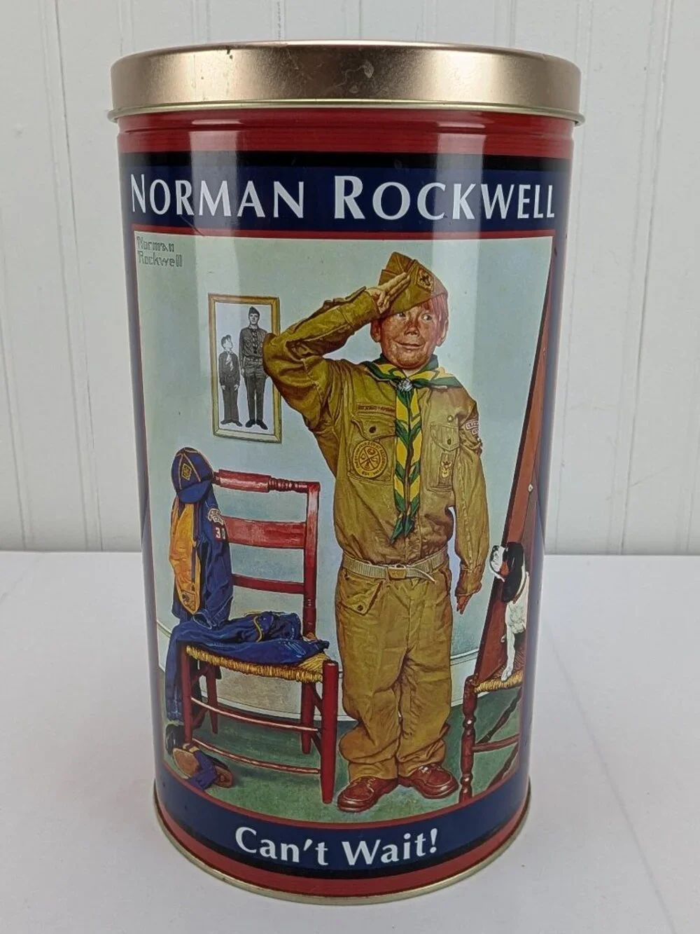 Norman Rockwell Can't Wait Metal Popcorn Tin Canister 10